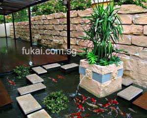 Garden With Custom Made Koi Pond