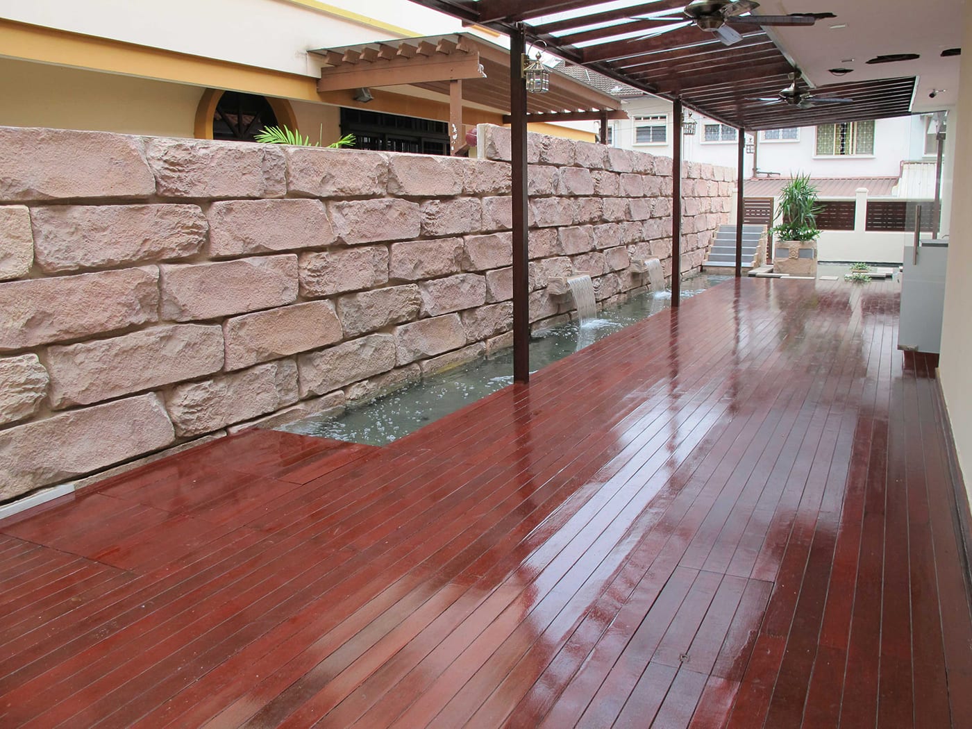 Maroon Colored Timber Deck Flooring