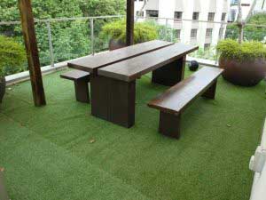 Artificial Grass With Wooden Furniture