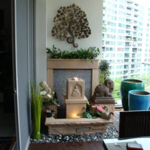 Zen Design Cascading Wall Water Feature Pond at Balcony